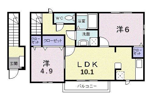ベル・フィオーレA棟(2LDK/2階)の間取り写真