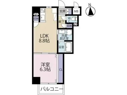 クレスト南小倉(1LDK/5階)の間取り写真