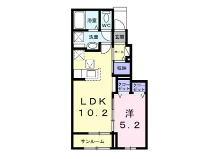 プリマヴェーラ ミモザ(1LDK/1階)の間取り写真