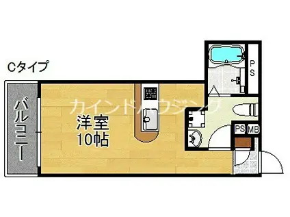 フェリオ南津守(ワンルーム/4階)の間取り写真