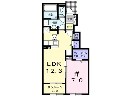プチボヌールI(1LDK/1階)の間取り写真