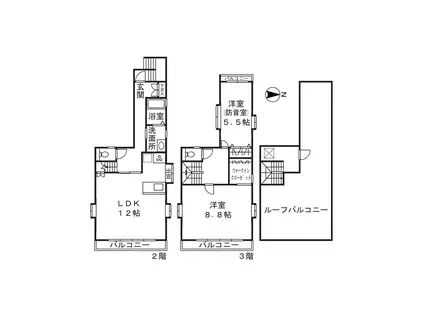 下作延 マンション(2LDK/1階)の間取り写真