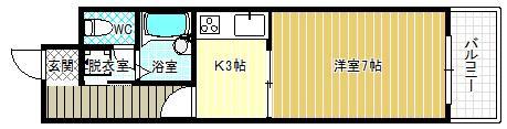 ドリームスクエア(1K/1階)の間取り写真