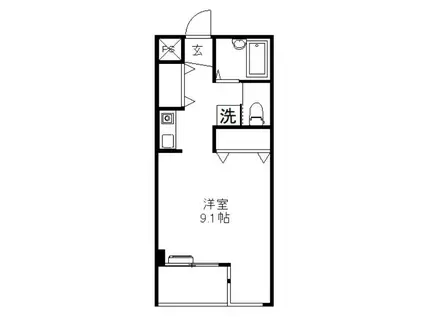 エポック21 A棟(1K/1階)の間取り写真