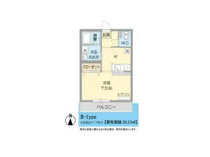 デフリシャージュ(ワンルーム/1階)の間取り写真