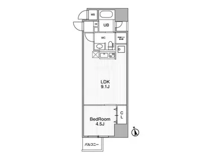 アーバンフラッツ池袋プレミアム(1LDK/14階)の間取り写真