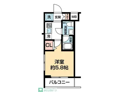 ARCOBALENO KAWASAKI ウエスト(1K/4階)の間取り写真