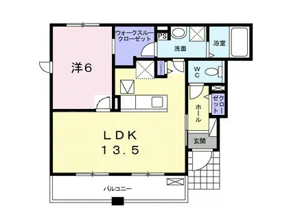 カープI(1LDK/1階)の間取り写真