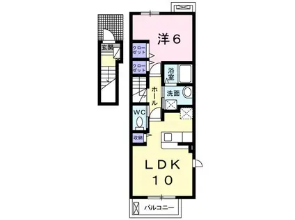カーサ・スペラーレB(1LDK/2階)の間取り写真