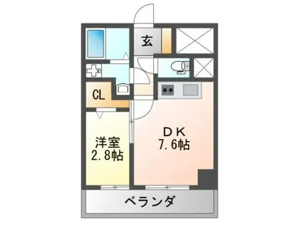 フリーダムレジデンス松原上田II(1DK/6階)の間取り写真