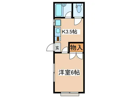 グレース中村(1K/1階)の間取り写真