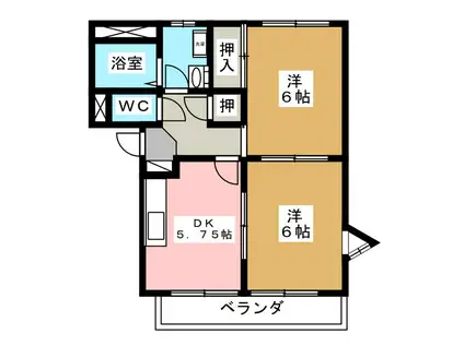 メゾーネハナムラ(2DK/1階)の間取り写真