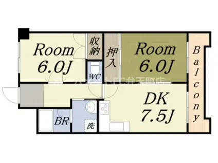 富士プラザ2中央(2LDK/8階)の間取り写真