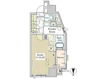 パークアクシス白金(ワンルーム/10階)の間取り写真