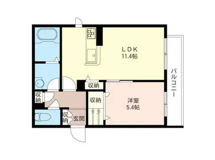 VERDIER(1LDK/1階)の間取り写真