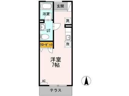 メロンハウス鶴羽田(ワンルーム/1階)の間取り写真