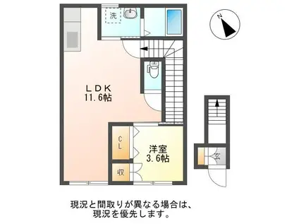 パルテンツァ寺尾A棟(1LDK/2階)の間取り写真