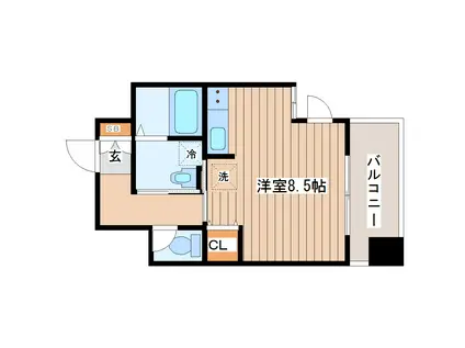 カーサ・スタジオーネ原町(ワンルーム/8階)の間取り写真