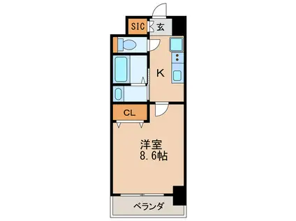 レジディア高岳(1K/5階)の間取り写真