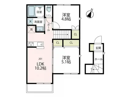 アウラグルース(2LDK/2階)の間取り写真