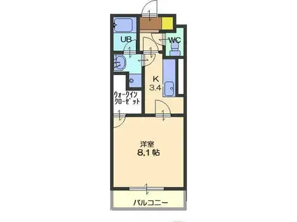 レジデンス林先(1K/3階)の間取り写真