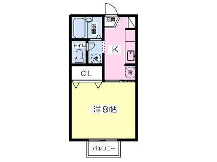 卯の花ハイツ(1K/2階)の間取り写真