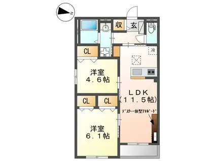 東武野田線 藤の牛島駅 徒歩1分 3階建 新築(2LDK/2階)の間取り写真