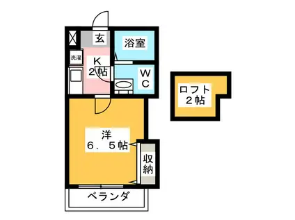 フローリア枡形(1K/2階)の間取り写真