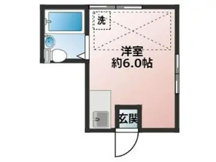 山丘ハイツ(ワンルーム/2階)の間取り写真