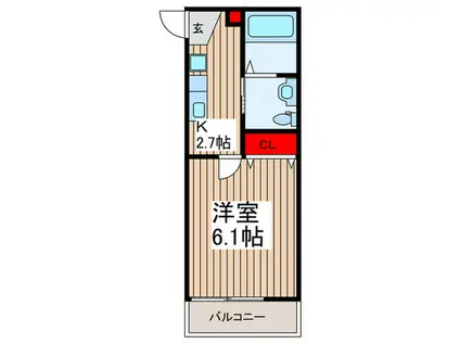 アキノワール(1K/1階)の間取り写真