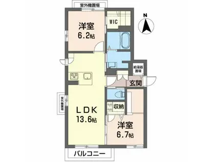 シャーメゾンHALE(2LDK/2階)の間取り写真
