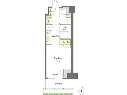 プライムメゾン森下ウエスト(ワンルーム/2階)の間取り写真