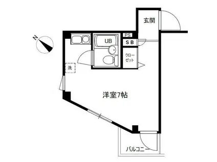 カスターニャ上馬(ワンルーム/2階)の間取り写真