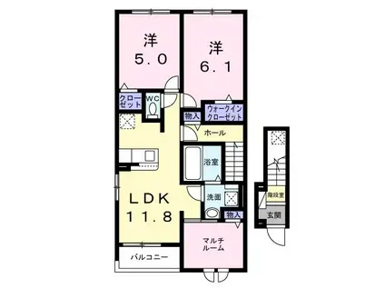 サンシャインII(2LDK/2階)の間取り写真