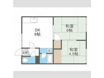 元町しんたくハイツ(2DK/2階)の間取り写真