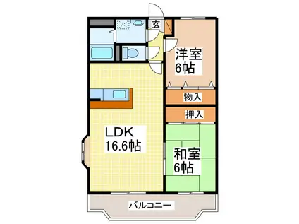 M・NOZOMI(2LDK/2階)の間取り写真