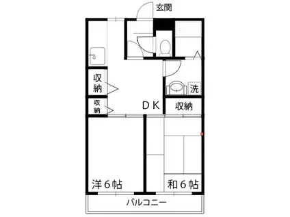 グランデージ武蔵野台(2DK/2階)の間取り写真