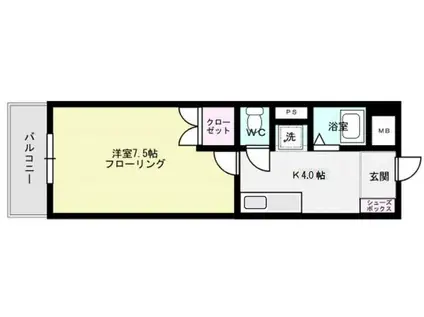 パークコート箱崎グランデ(1K/6階)の間取り写真