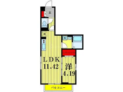 アンリジエール(1LDK/1階)の間取り写真