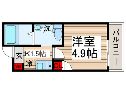 MELLAS新秋津(1K/1階)の間取り写真