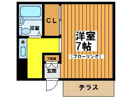 マメゾン羽根木(1K/1階)の間取り写真