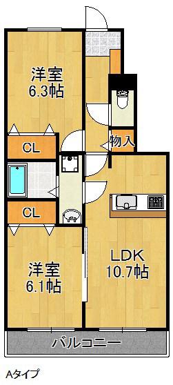 サージュ・ヴィラ(2LDK/1階)の間取り写真