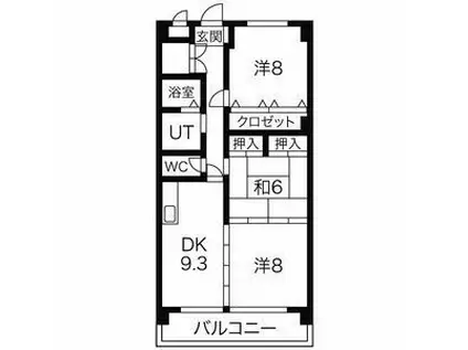 エステート垣戸(3LDK/6階)の間取り写真