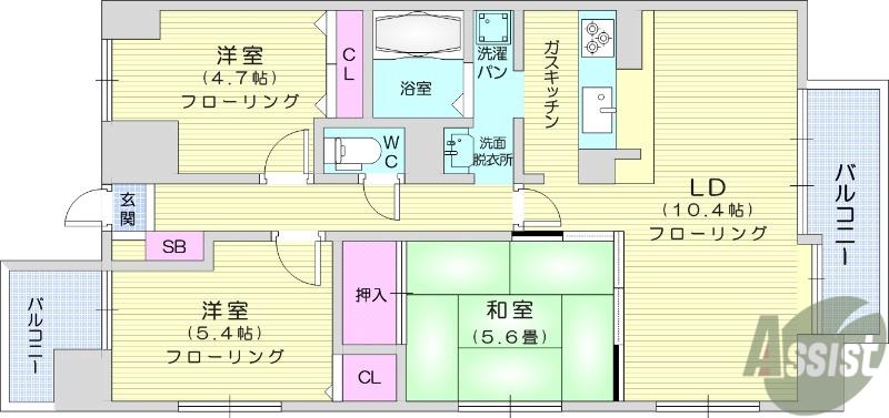 ガーデンハイツAIHARAⅡ(3LDK/5階)の間取り写真