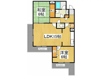 コーポレート中清戸二号棟(2LDK/3階)の間取り写真