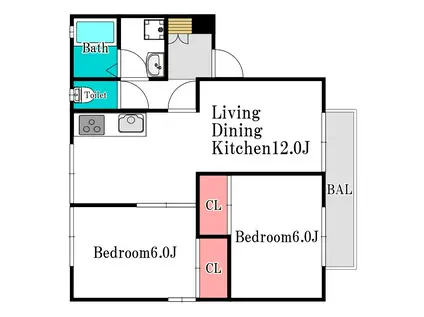 ファミールタマキ(2LDK/2階)の間取り写真