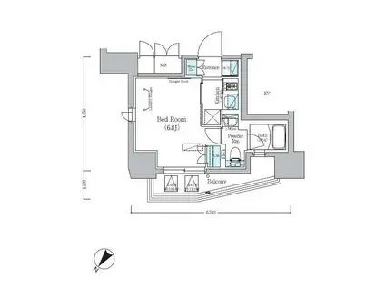 アーバネックス旗の台(1K/6階)の間取り写真