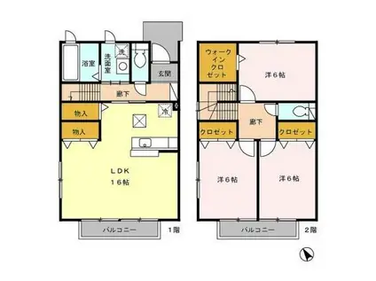 ヒルズ上之屋(3LDK/1階)の間取り写真