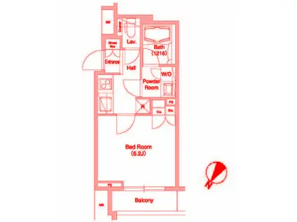 グラマシー横濱関内(1K/6階)の間取り写真