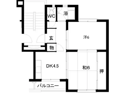 名島300棟(2DK/3階)の間取り写真